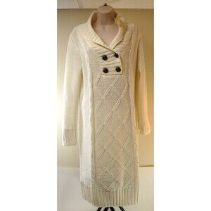 NWT Pink Rose brand Chunky Cable Knit Sweater Dress 1X Ivory Nautical
